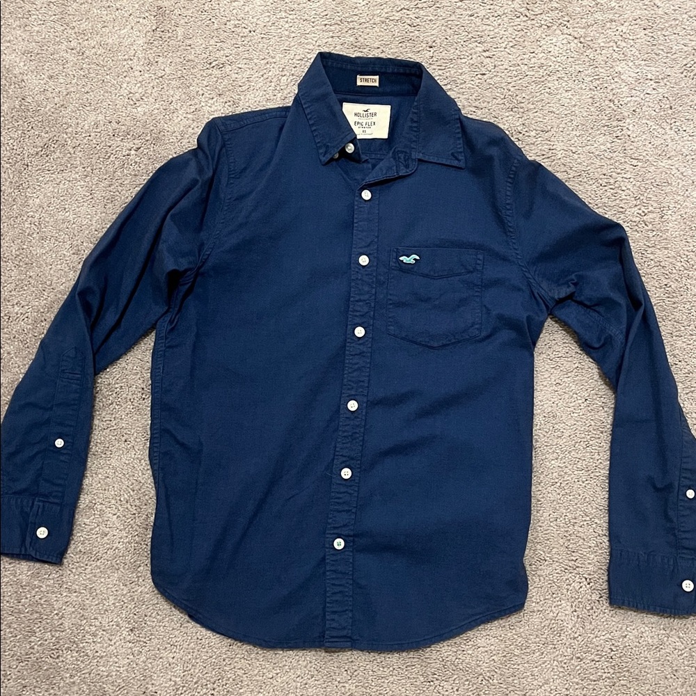Two Hollister Button-Up Shirt blue and gray!